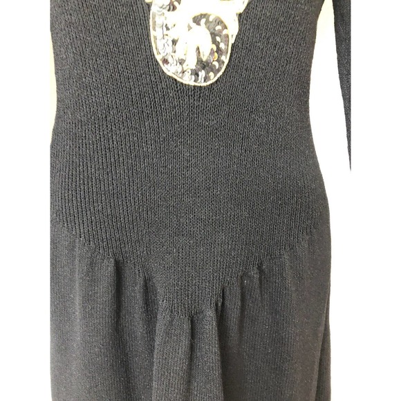 Pat Sandler Neiman Marcus Vintage Dress Sz 10 Black Gold Sequins Cocktail - Picture 6 of 9
